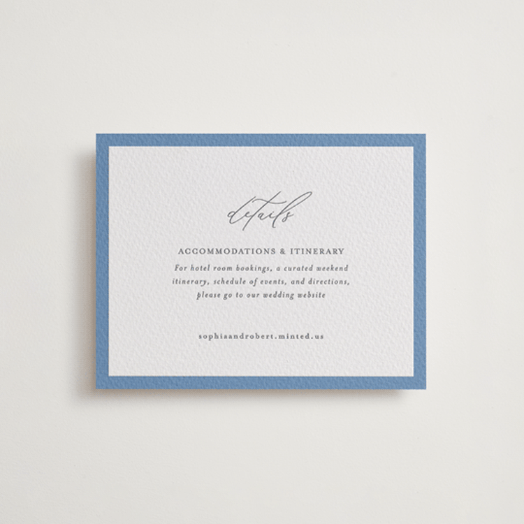 "Fondness" - Letterpress Direction Cards in Smoke | Pacific Blue by Design Lotus - Front