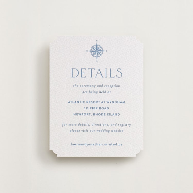 "the cliff" - Letterpress Direction Cards in Pacific Blue by Tennie and Co. - Front