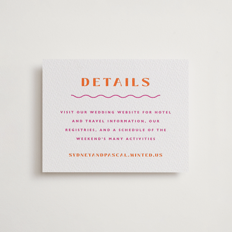 "Tanti Baci" - Letterpress Direction Cards in Flamingo by Olivia Raufman - Front