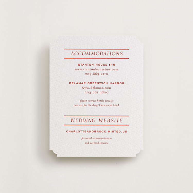 "Racquet" - Letterpress Direction Cards in Verona Sunset by Megan Davis - Front