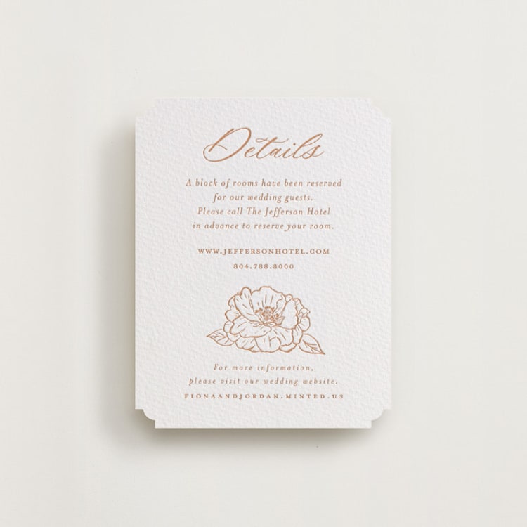 "Camellia.." - Letterpress Direction Cards in Sandstone by Vera Lim - Front
