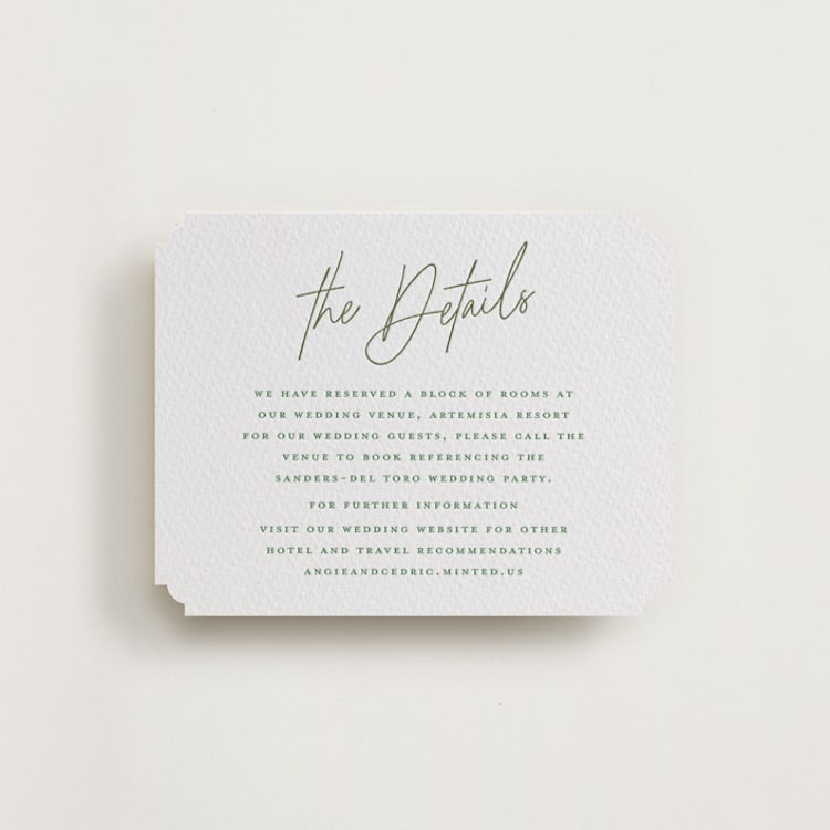 "angeline" - Letterpress Direction Cards in Artichoke by chocomocacino - Front
