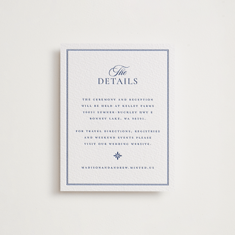 "Tiled" - Letterpress Direction Cards in Lapis by Angela Garrick - Front
