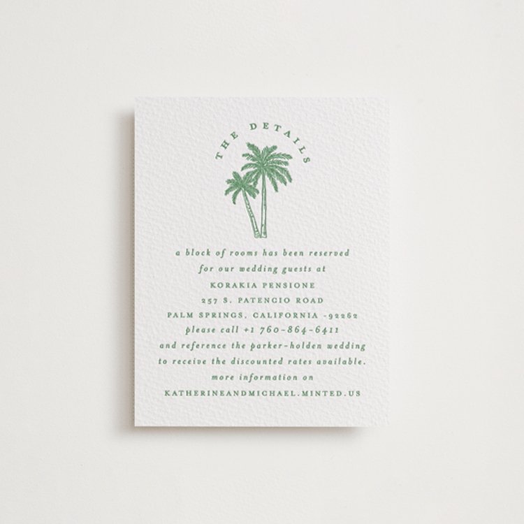 "Iconic" - Letterpress Direction Cards in Fern by Creo Study - Front