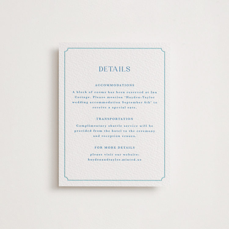 "Flowers monogram" - Letterpress Direction Cards in Robin's Egg | Marine Blue by Cass Loh - Front
