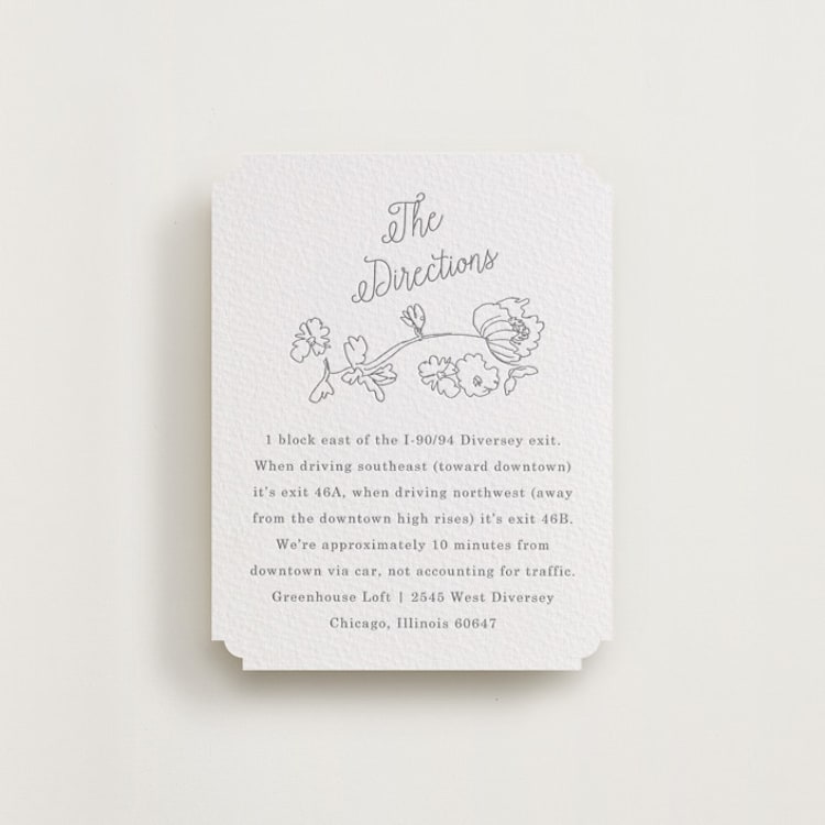"Note" - Letterpress Direction Cards in Smoke by Baumbirdy - Front
