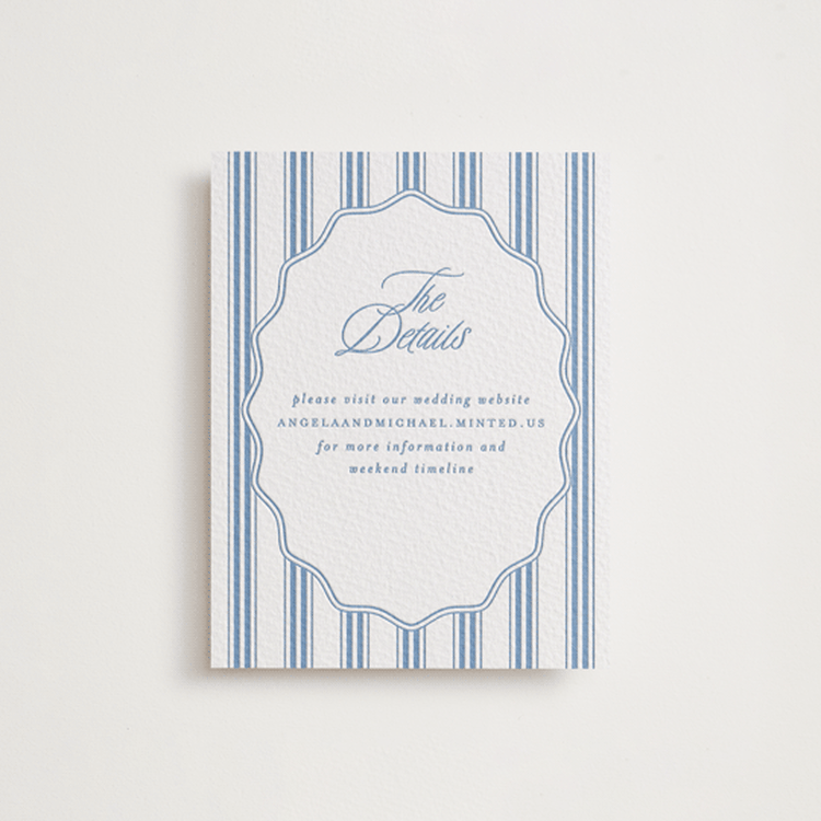 "Stately" - Letterpress Direction Cards in Pacific Blue by Creo Study - Front