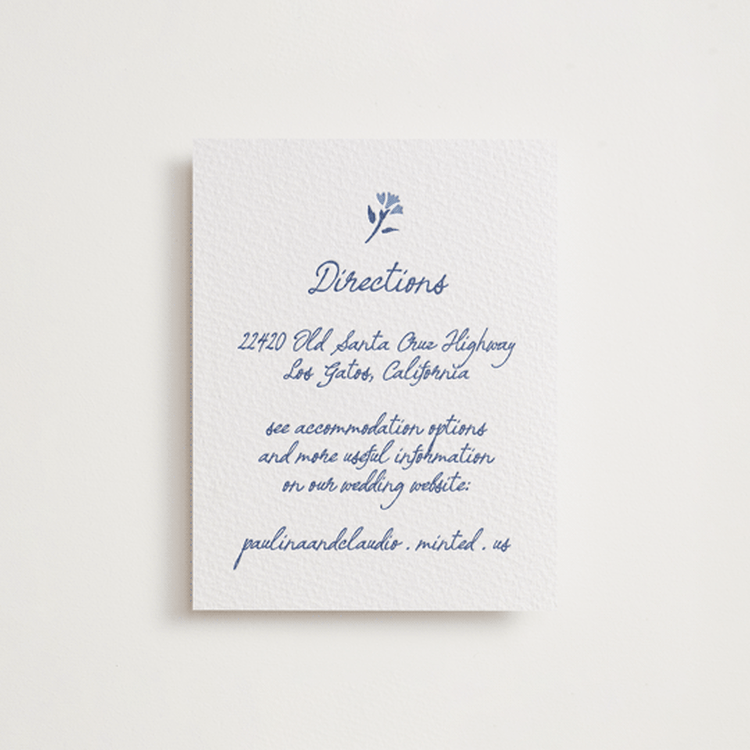 "Talavera" - Letterpress Direction Cards in Lapis | Pacific Blue by Tamara Hilje - Front
