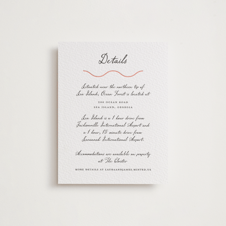 "Ocean Love" - Letterpress Direction Cards in Paloma | Soft Black by Alston Foster - Front