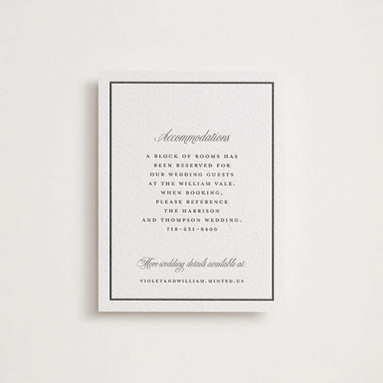 "The Day" - Letterpress Direction Cards in Soft Black by mo kelley - Front