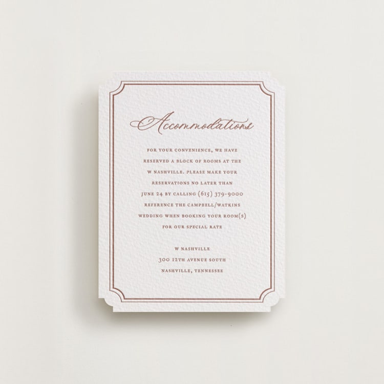 "Avery" - Letterpress Direction Cards in Cinnamon by Jennifer Postorino - Front