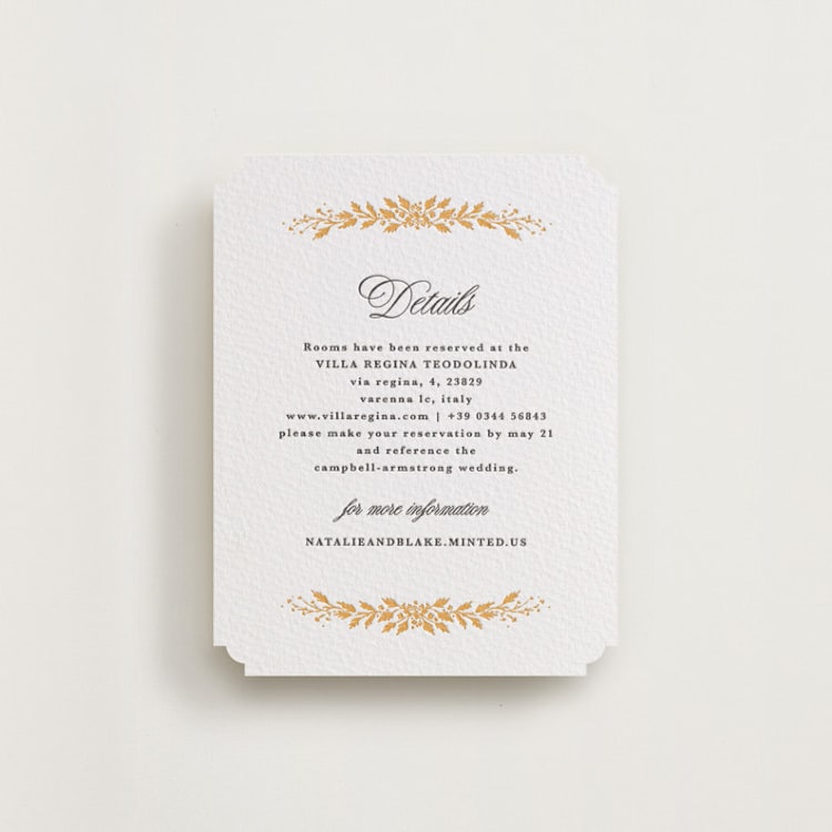 "Lake Como" - Letterpress Direction Cards in Maraschino | Soft Black by Kate Ahn - Front