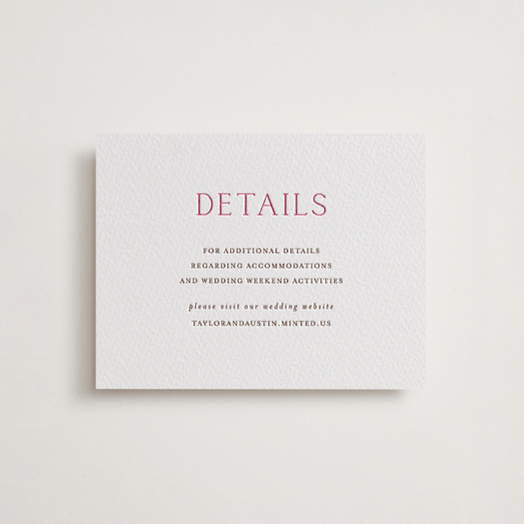 "In Love" - Letterpress Direction Cards in Azalea | Burnt Sienna by Vanessa Doyle - Front