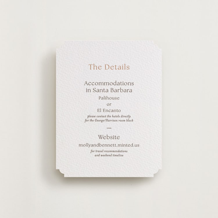 "Perriand" - Letterpress Direction Cards in Cacao Bean by Megan Davis - Front