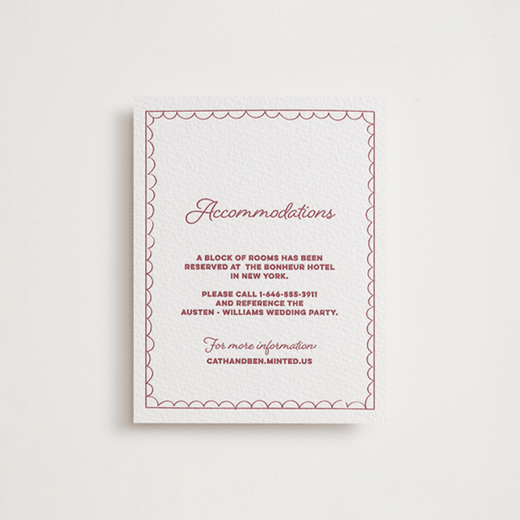 "Crazy Little Thing Called Love" - Letterpress Direction Cards in Maraschino by Helena Vitto - Front