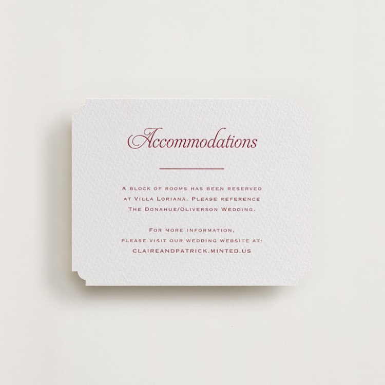 "Modernne" - Letterpress Direction Cards in Maraschino by Carolyn MacLaren - Front