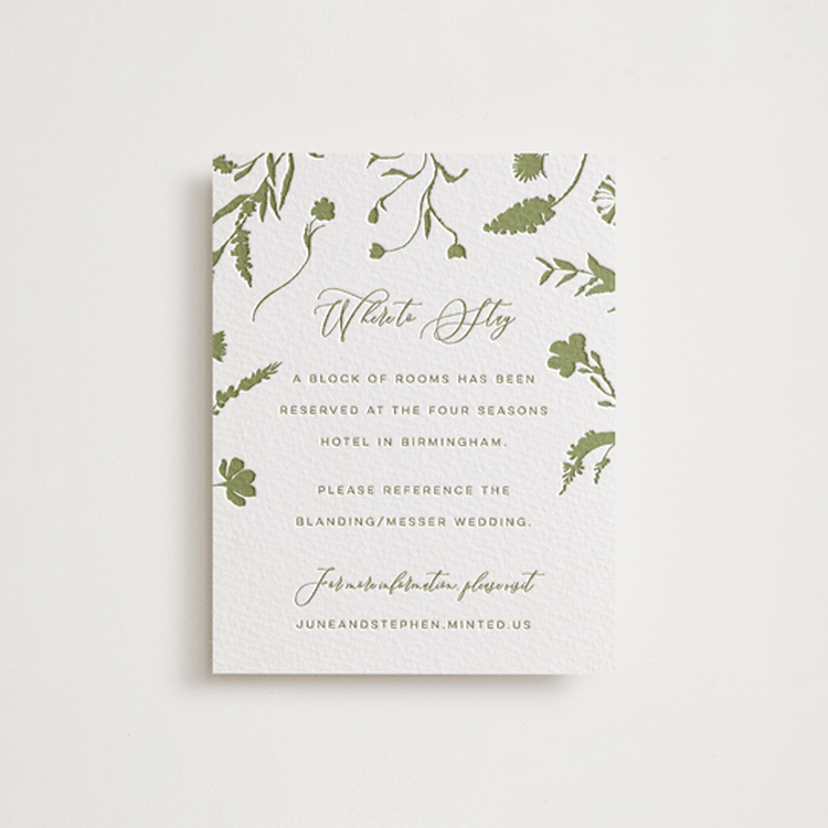 "Untied" - Letterpress Direction Cards in Olive by Erin Hodges - Front