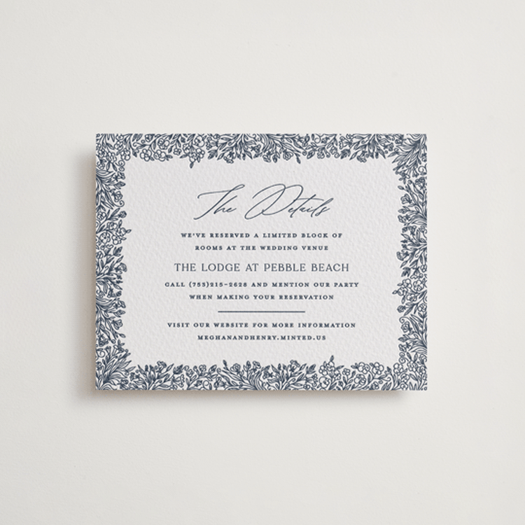 "Hummingbird Botanicals" - Letterpress Direction Cards in Night Sky by Erin Deegan - Front