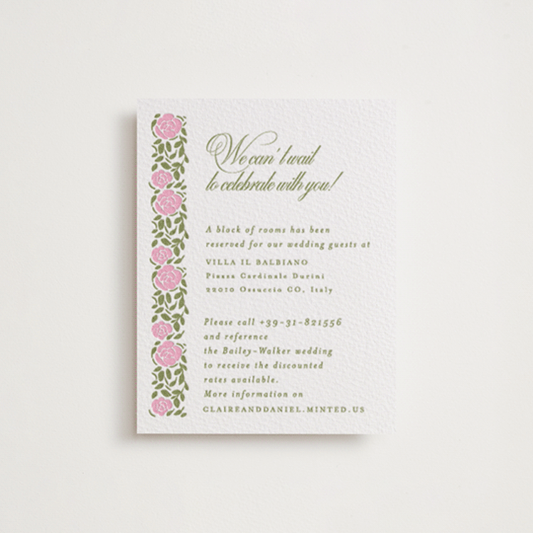"Vintage Blooms" - Letterpress Direction Cards in Olive | Lotus by Creo Study - Front