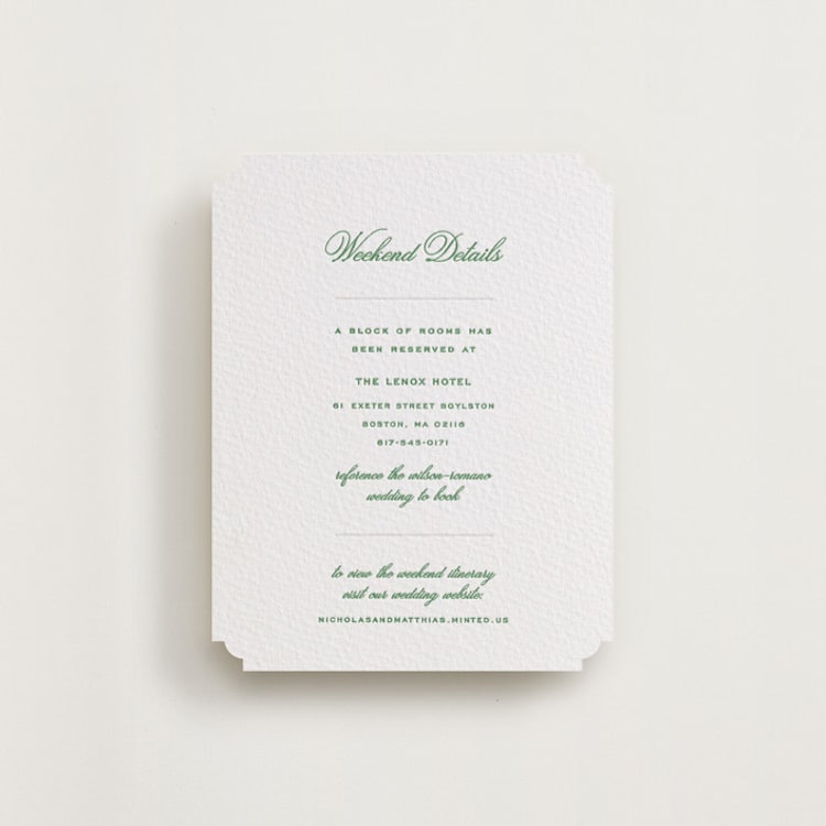 "Keepsake" - Letterpress Direction Cards in Fern by Blustery August - Front