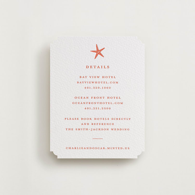 "lobster" - Letterpress Direction Cards in Poppy by Pippa Shaw - Front