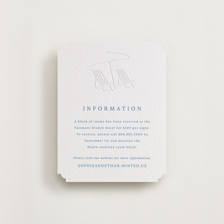 "Palm Tree" - Letterpress Direction Cards in Marine Blue by Kaydi Bishop - Front