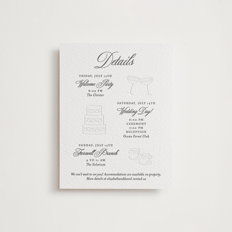 "Infinite" - Letterpress Direction Cards in Soft Black | Blind Deboss by Alston Foster - Front
