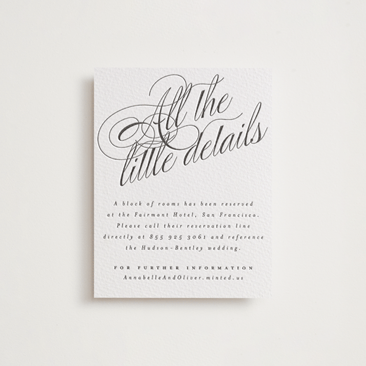 "Forever" - Letterpress Direction Cards in Soft Black by Hudson meet Rose - Front