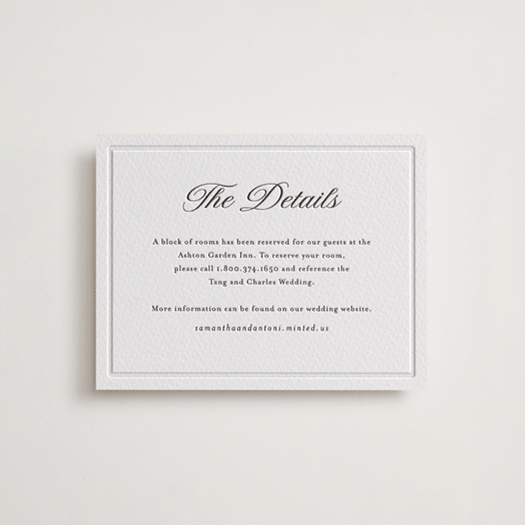 "Tux" - Letterpress Direction Cards in Soft Black by Nicole Walsh - Front