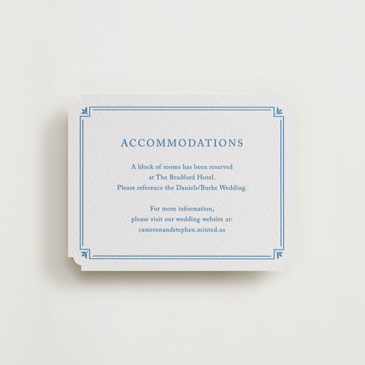 "Fleur Corner" - Letterpress Direction Cards in Marine Blue by Carolyn MacLaren - Front