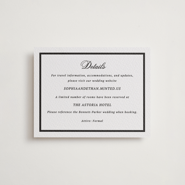 "Chic Union" - Letterpress Direction Cards in Soft Black by Cass Loh - Front