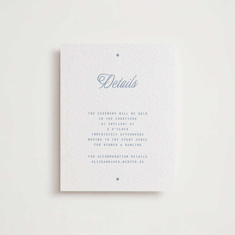 "Cheers" - Letterpress Direction Cards in Pacific Blue by Blustery August - Front