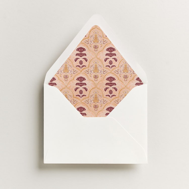 "Morrocan Print" - Slip-In Envelope Liners in Peach by Gwen Bedat - Liner in envelope