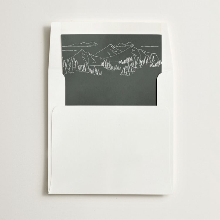 "Green Mountain Line Drawing" - Slip-In Envelope Liners in Moss by Sarah Brown - Liner in envelope