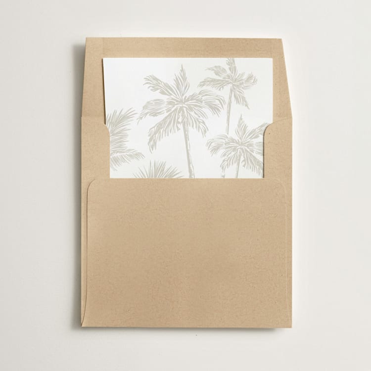 "Palm Trees" - Slip-In Envelope Liners in Cream by Lucrecia Caporale - Liner in envelope