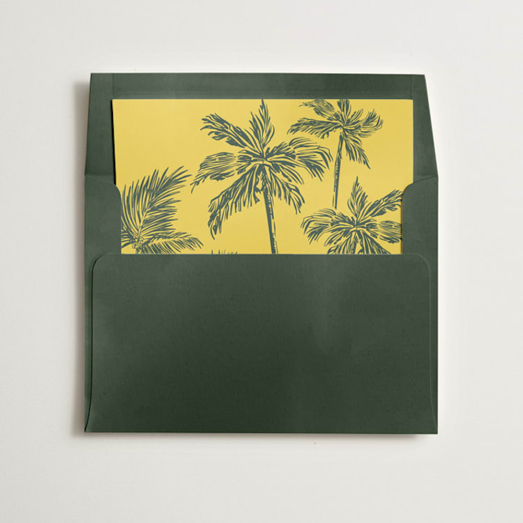 "Palm Trees" - Slip-In Envelope Liners in Mustard by Lucrecia Caporale - Liner in envelope