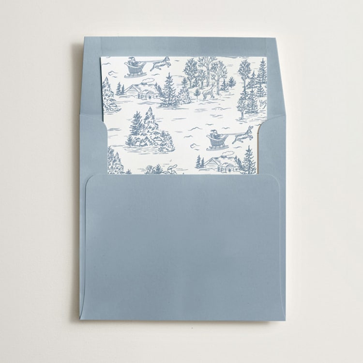 "Christmas Toile" - Slip-In Envelope Liners in Periwinkle by Jennifer Lew - Liner in envelope