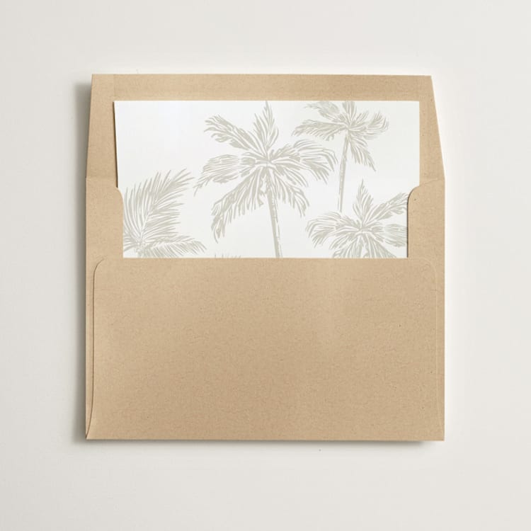 "Palm Trees" - Slip-In Envelope Liners in Cream by Lucrecia Caporale - Liner in envelope