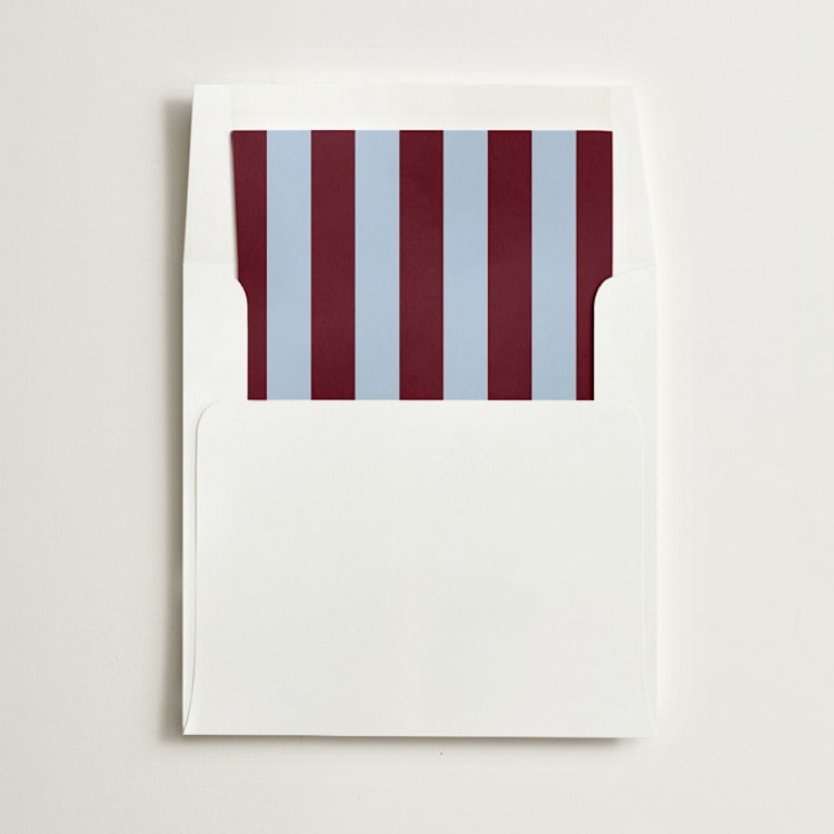 "Cabana Stripe" - Slip-In Envelope Liners in Burgundy by Minted - Liner in envelope