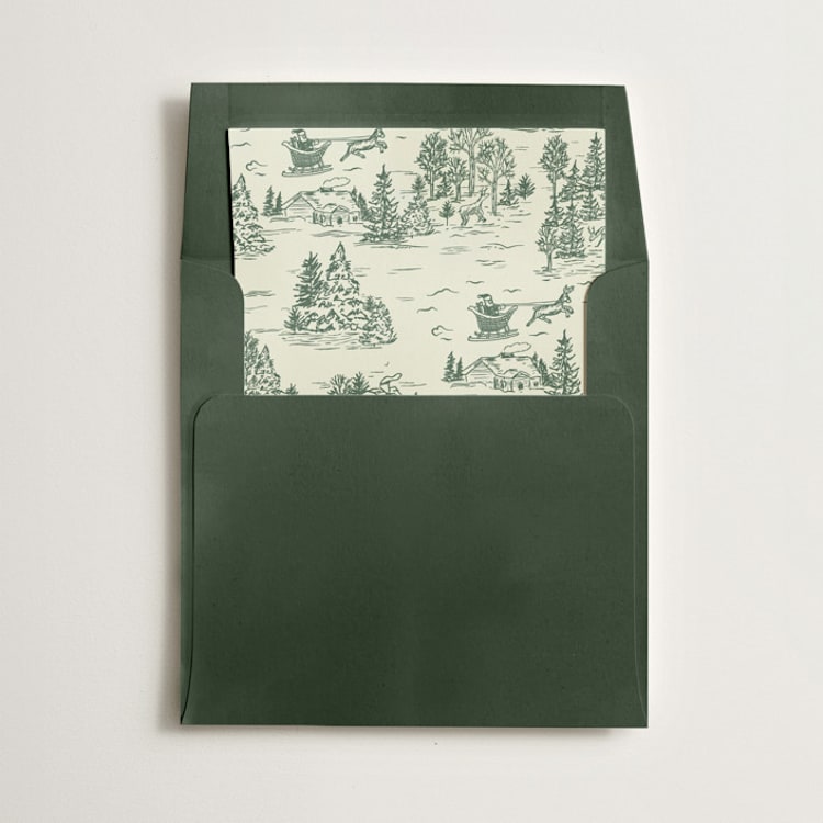 "Christmas Toile" - Slip-In Envelope Liners in Forest by Jennifer Lew - Liner in envelope