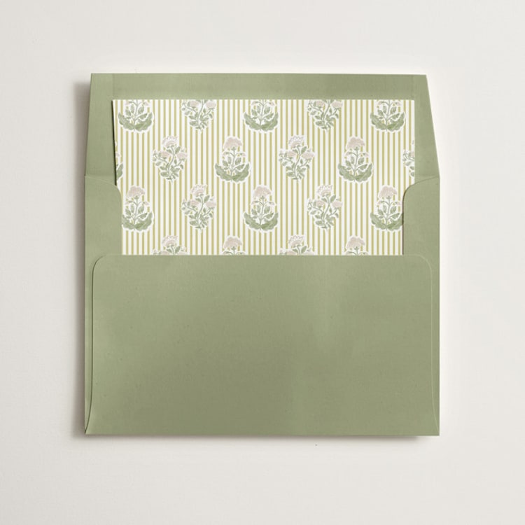 "Patterned florals" - Slip-In Envelope Liners in Chartruese by Creo Study - Liner in envelope