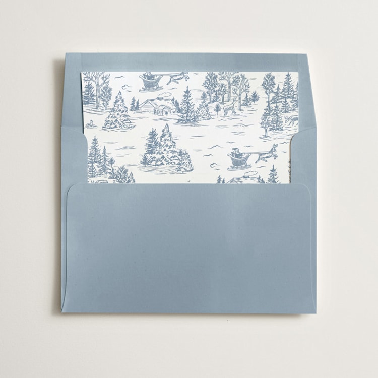 "Christmas Toile" - Slip-In Envelope Liners in Periwinkle by Jennifer Lew - Liner in envelope