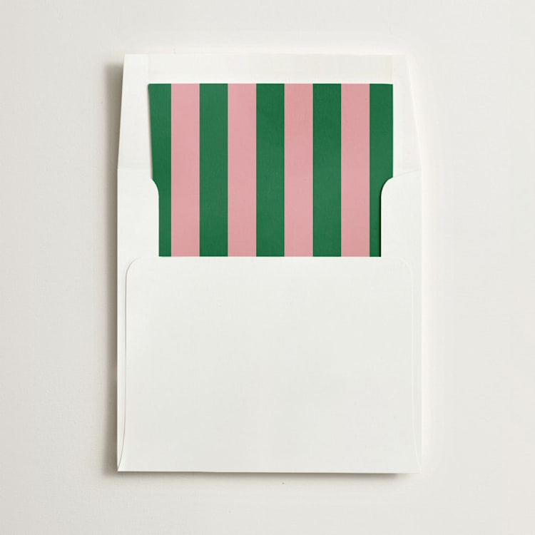 "Cabana Stripe" - Slip-In Envelope Liners in Green Pink by Minted - Liner in envelope