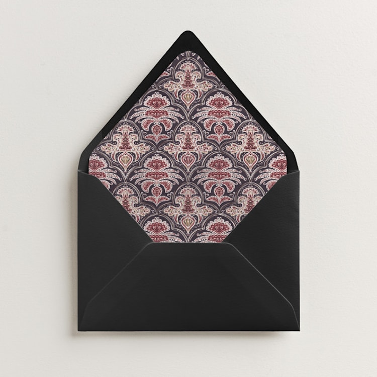 "Morrocan Print" - Slip-In Envelope Liners in Noir by Gwen Bedat - Liner in envelope
