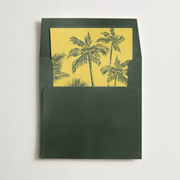"Palm Trees" - Slip-In Envelope Liners in Mustard by Lucrecia Caporale - Liner in envelope
