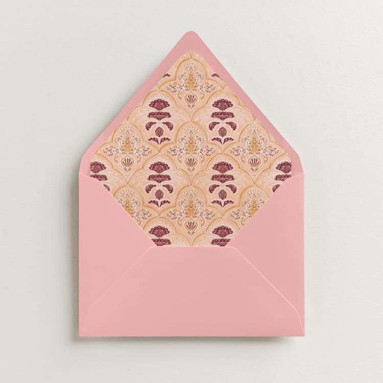 "Morrocan Print" - Slip-In Envelope Liners in Peach by Gwen Bedat - Liner in envelope