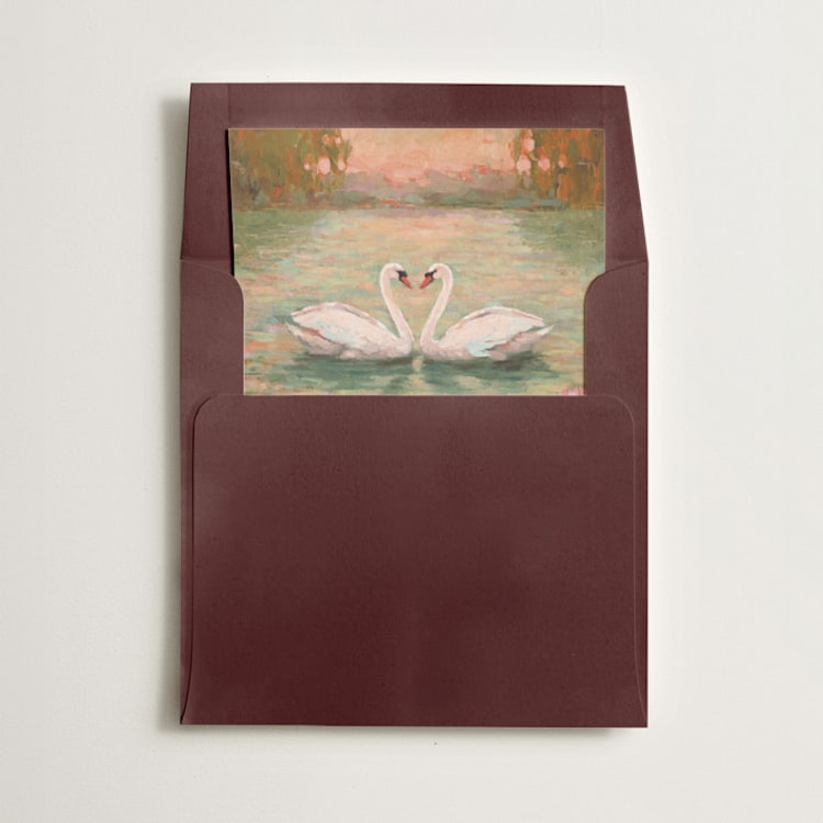 "Swans" - Slip-In Envelope Liners in Sage by Wendy Keller - Liner in envelope