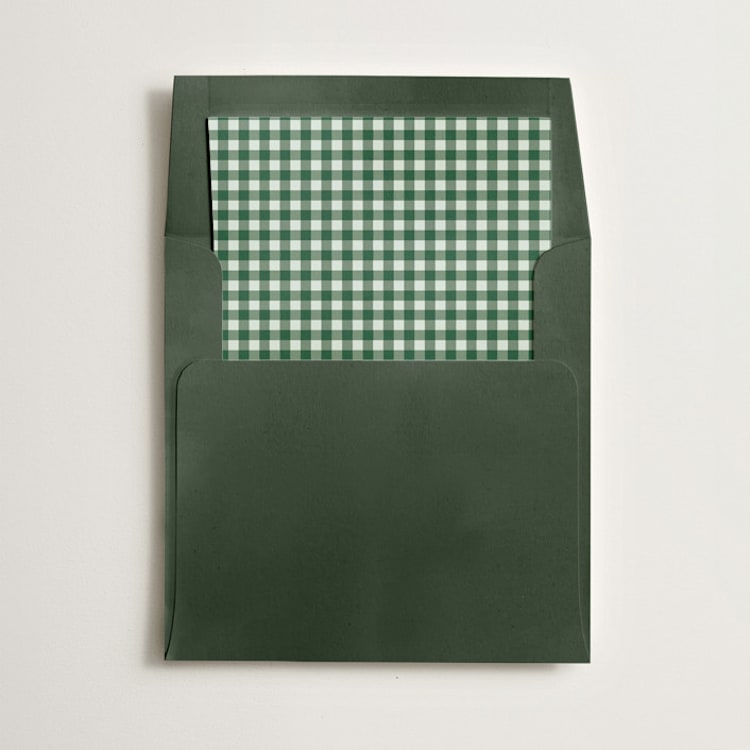 "Gingham" - Slip-In Envelope Liners in Forest by Minted - Liner in envelope