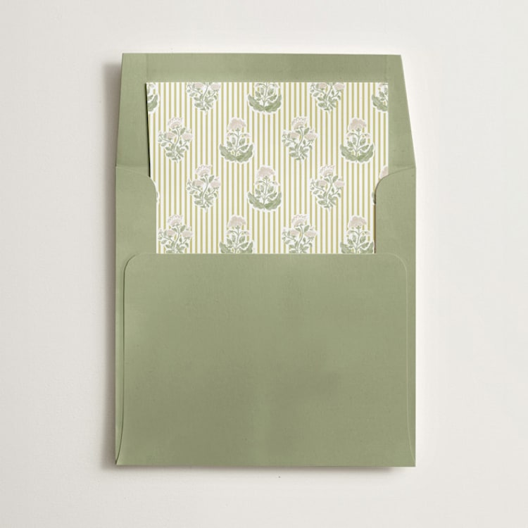 "Patterned florals" - Slip-In Envelope Liners in Chartruese by Creo Study - Liner in envelope