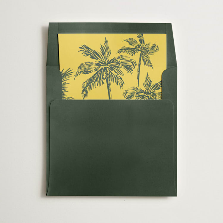 "Palm Trees" - Slip-In Envelope Liners in Mustard by Lucrecia Caporale - Liner in envelope